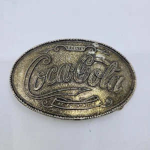 Vintage Coca Cola Brass Oval Belt Buckle 5 Cent At Fountains - Picture 1 of 9