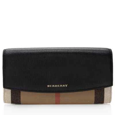 Genuine Burberry Calfskin House Check Porter Continental Women's Wallet Black - Image 1 of 4
