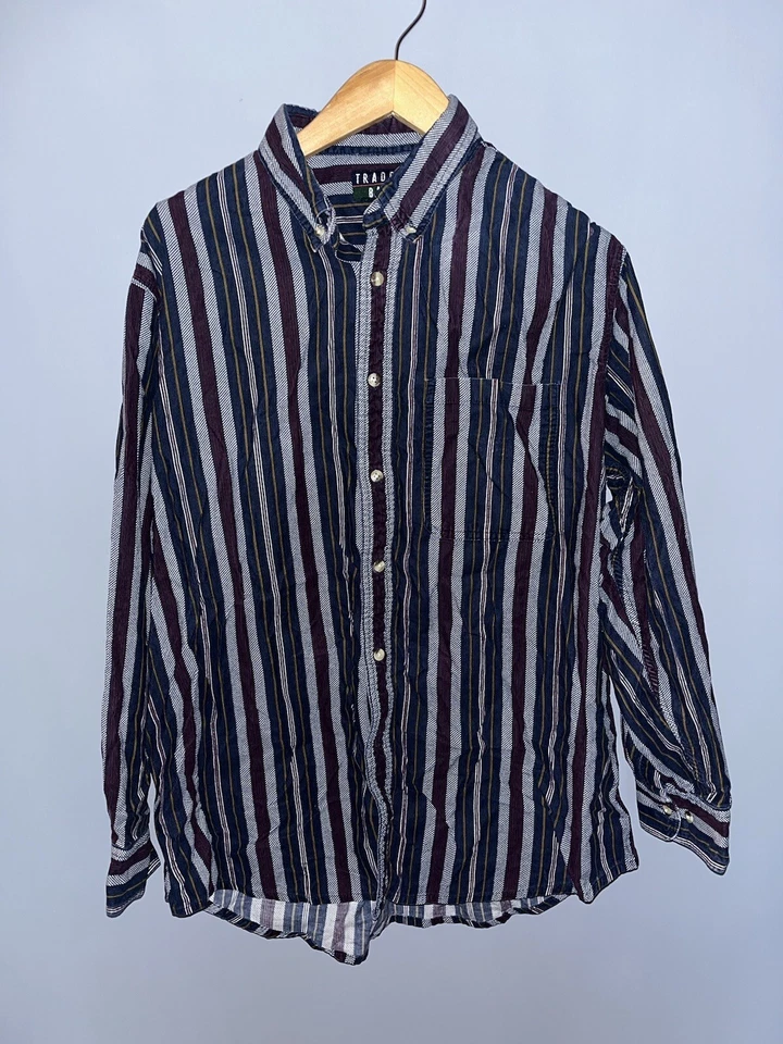 Striped Long Sleeve button up shirt, multi-colored, size men's large, Trader Bay - Image 1 of 4