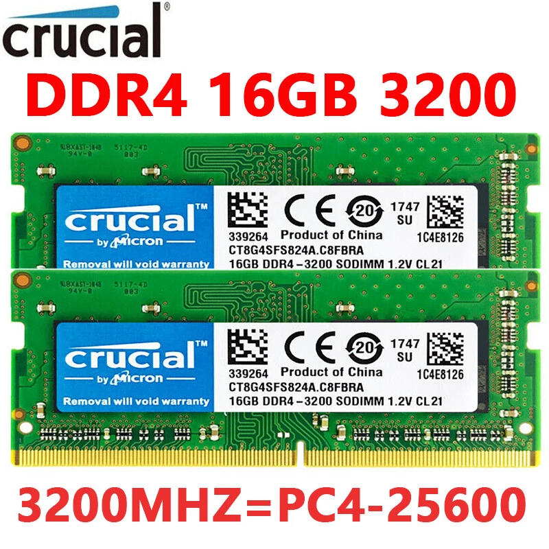 CRUCIAL DDR4 3200 MHz PC4-25600 Laptop SODIMM Non-ECC 260-Pin Memory RAM 2X16GB - Bild 1 von 4