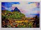 739001 Soufriere And The Pitons St. Lucia Caribbean A3 Watercolour Print
