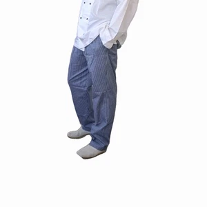 Check Chef Trousers 100% Cotton three pocket catering Chefs Blue Check. NEW - Picture 1 of 4