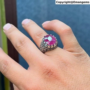 Original Burmese Red Ruby Ring Set in 925 Sterling Silver – Natural Ruby Ring - Picture 1 of 5