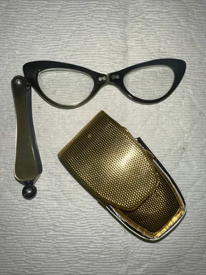 1950s Vintage 4 Star Folding Lorgnette Glasses Reading Opera With Gold Case - Image 1 of 4