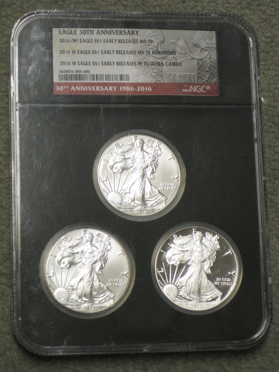American Eagle MS 70 Graded 2016 Silver Bullion Coins for