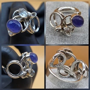 LILLY BARRACK Sterling Silber 925 blauer Schmuckstein Modernist Statement Ring 7,75 - Bild 1 von 16