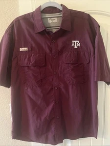 Texas A&M Aggies Short Sleeve Shirt Men’s Large Maroon Chillwear Button Up NCAA - Picture 1 of 3