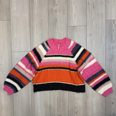 Suéter Free People Snowbird Rosa Rayas Cuadrado Tejido Difuso Para Mujer Mediano Foto 1 de 4