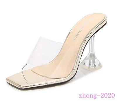 Sandalias informales de fiesta para mujer de tacón alto con punta abierta transparentes Foto 1 de 4