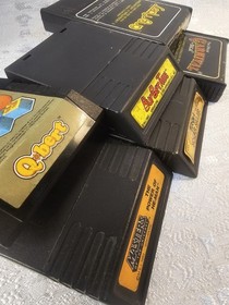 Lot Of 6 Mattel Intellivision Games And A Bunch Of Overlays For The Controllers