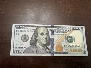 Fancy Serial Number US $100 Dollar Bill ME 00660680 B-Trinary! - Picture 1 of 1