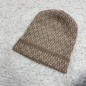 Authentische Hermes Strickmütze mit H Logo Allover Print Beige Kaschmir Gebraucht Japan - Bild 1 von 12