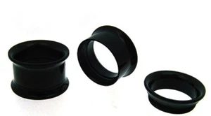 PAR DE TÚNELES ROSCADOS INTERNAMENTE NEGROS 0G (8MM) Doble Llamarada Enchufe - Imagen 1 de 1