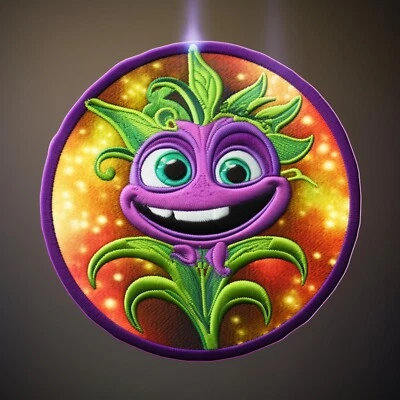 Alien Creature Patch Iron-on Applique Clothing, Extraterrestrial Cosmic Cartoon - Image 1 of 4