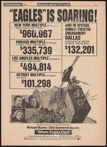 WHERE EAGLES DARE - Original 1969 Trade AD/Poster_ Clint Eastwood_ Ingrid Pitt - Bild 1 von 1