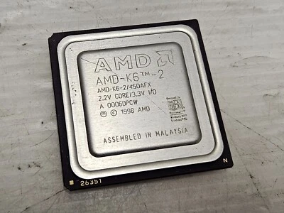 AMD-K6-2/450AFX, Socket 7, 450MHz, FSB 100MHz, 100% WORKING VINTAGE PROCESSOR! - Image 1 of 2
