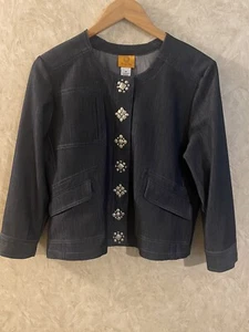 Ruby Rd Women's Denim Blazer / Jacket snap up size 10 - Picture 1 of 6
