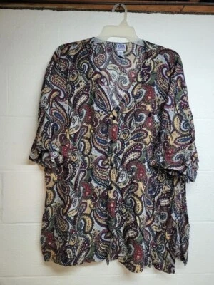 extra elements mujer talla grande 26w paisley rayón camisa / we1909 r1 t6 Foto 1 de 4