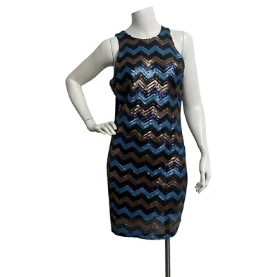 Тюль женщин средний без рукавов ворота блестки платье-футляр синий коричневый черный - Изображение 1 из 4