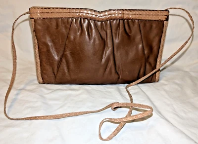 Bolsa tiracolo vintage marrom Morris Moskowitz couro réptil conversível - Imagem 1 de 4