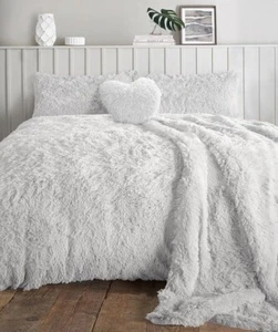 Luxury Cuddles Alaska Teddy Bear Fleece Duvet Cover Warm Long Fur Bedding Set - Picture 1 of 12