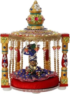 Singhasan de madera para Laddu Gopal Ganesha Krishna Dios Ídolos Decorativos Pooja - Imagen 1 de 3