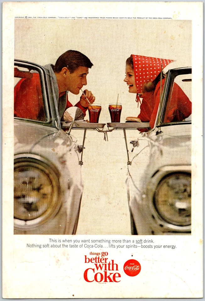 PRINT AD 1965 Things Go Better with Coke Car Trays 6.75" x 10" - Image 1 of 1
