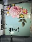 12 Month "My Week" & Month Planner 4-Ring Binder White/Gold Striped TO DO pages