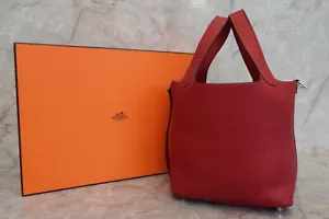 HERMES Picotin Lock PM Taurillon Clemence Hand Bag Rouge Garance Square Q (2013) - Picture 1 of 21