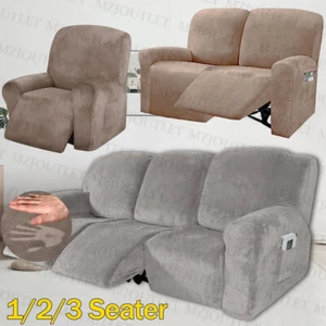 Velvet Elastic Stretch Sofa Covers 1/2/3 Seater Slipcover Couch Settee Protector - Picture 1 of 18