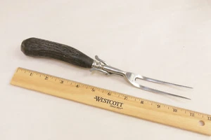 11" Carving Fork with Guard and very cool handle - Stainless Steel VINTAGE USED - Bild 1 von 6