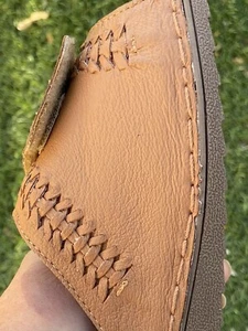 NEW wTags Tan Leather Slip-On Sandals, Suede Insoles,Unisex/Men 11/Women 12 - Picture 1 of 12