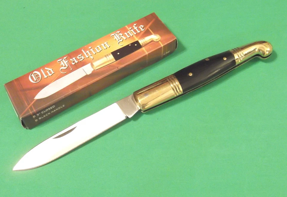 Old Fashion Satin Spear Folding Knife Pocket Folder Pa2884bk