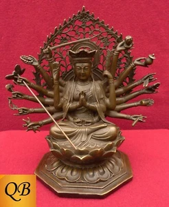 ART DECO BRONZE FIGURINE SCULPTURE STATUE BUDDHA BODHISATTVA GUANYIN HOT CAST - Picture 1 of 6