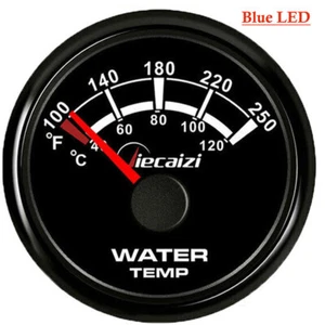 Jiecaizi 52mm Water Temp Gauge 40-120C 100-250F Blue LED 9-32V Temperature Meter - Picture 1 of 8