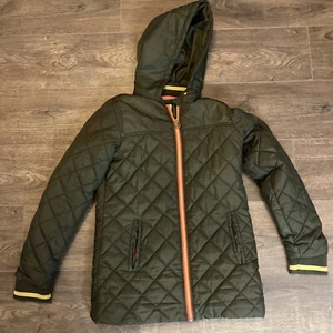 MICHAEL KORS Girls Olive/peach Quilted  Hooded JACKET OLIVE  Size16 - Picture 1 of 4