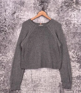 LUNYA Sweater Medium Womens Alpaca Royal Pima Cotton Knit Gray Pullover - Picture 1 of 8