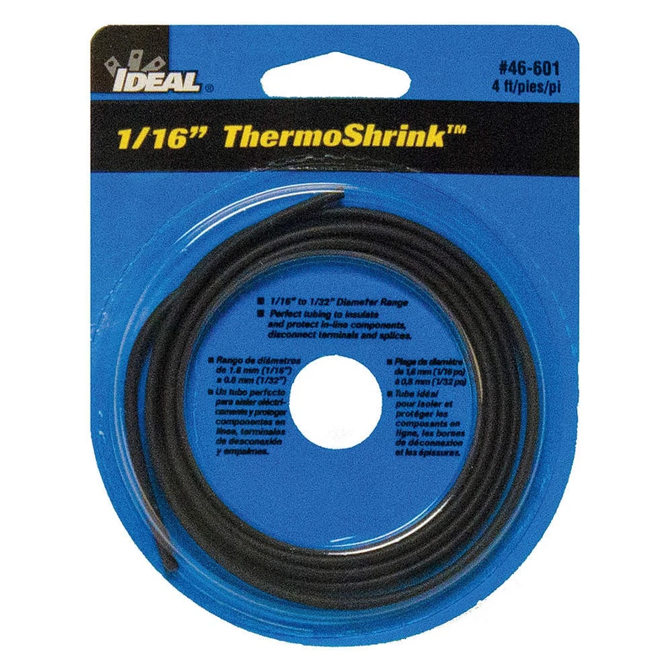 IDEAL 46-601 Shrink Tubing,4 ft,Blk,0.079 in ID,PK5 29UJ71 - Image 1 of 1