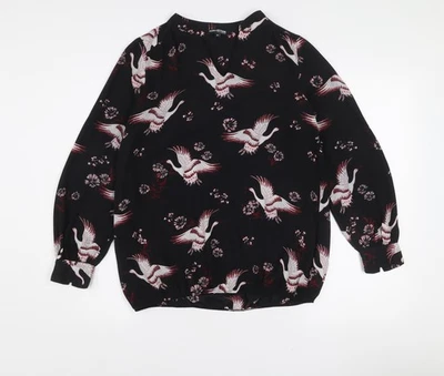 Debenhams Women’s Black Bird Print Long Sleeve Tunic Blouse Size 10 - Image 1 of 4