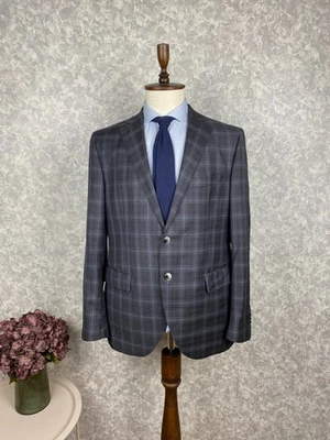 Luigi Bianchi Mantova LBM 1911 Wool Silk Gray Blue Check Italian Blazer 44 EU 54 - Imagem 1 de 4