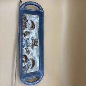 Vassoio da portata ceramica San Nicola quadrato amici della foresta pupazzi di neve 15" vacanza - Foto 1 di 8