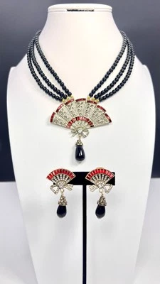 Collar abanico cristal con cuentas HEIDI DAUS "Chinoiserie Fan" Foto 1 de 4