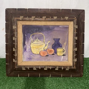 G. Broliers Original Painting Of Kettle,Mug ,Vase And Two apple - Picture 1 of 14