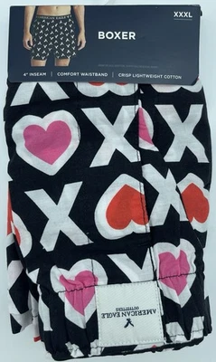 Boxers AMERICAN EAGLE, Día de San Valentín, Negro/Blanco/Rosa XOXO, 3XL/XXXL, NUEVOS CON ETIQUETAS Foto 1 de 2