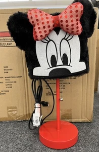 Disney Minnie Mouse Fur Plush Table 15" Tall Lamp Black Red NEW In Box - Picture 1 of 3