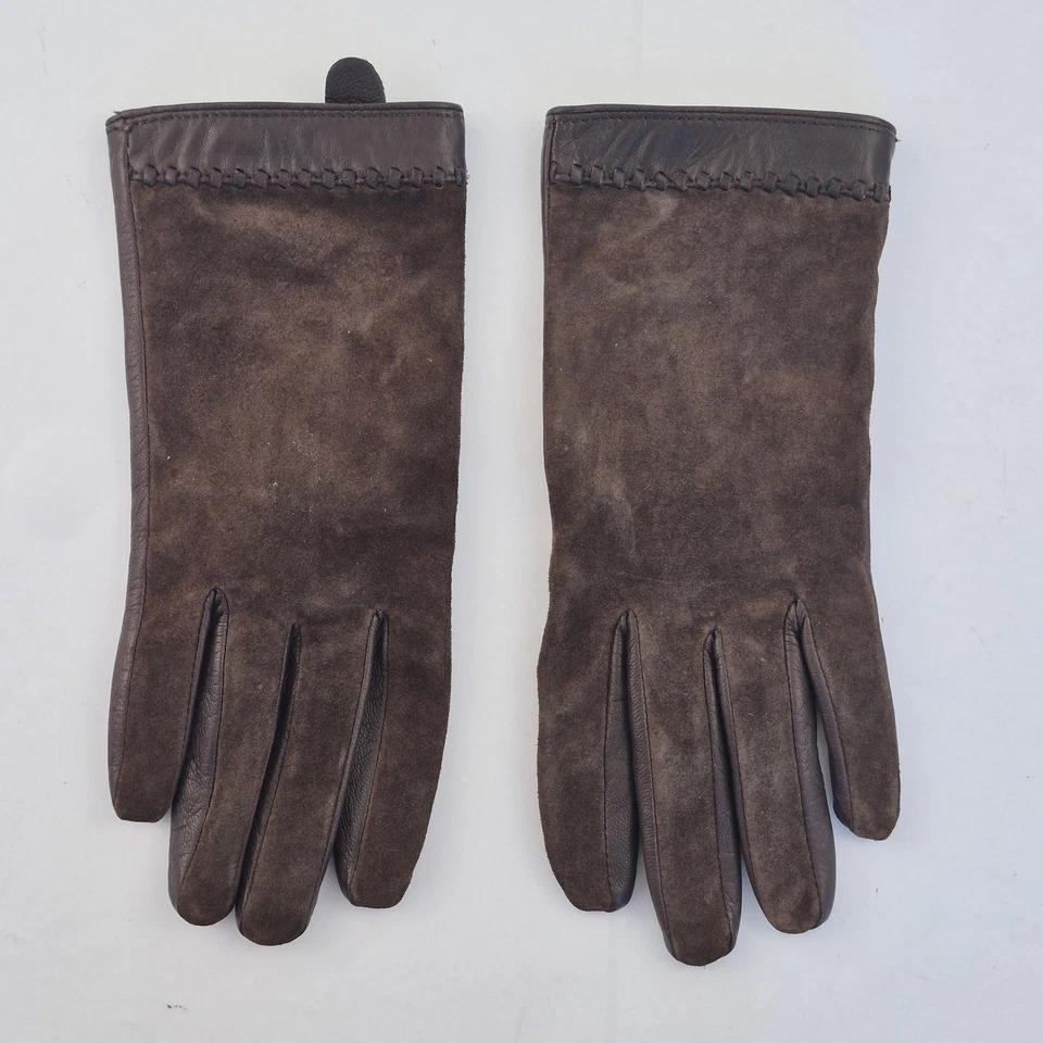 JOHN ROCHA Guantes Medianos Marrón Gamuza Mujer Invierno Elegante - Imagen 1 de 4