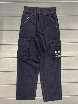 Pantalones de mezclilla Karl Kani Carpenter talla pequeña 26x30 lavado oscuro pierna ancha holgados Foto 1 de 4