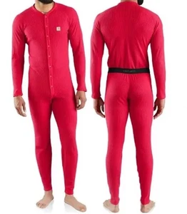 Carhartt Union Suit Red Thermal Long Johns Drop Seat Base Layer Men's Size 2XLT - Picture 1 of 11