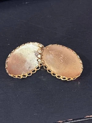 2 对耳环柱 30 毫米 x 22 毫米凸圆形设置镀金 — 第 1/2 张图片