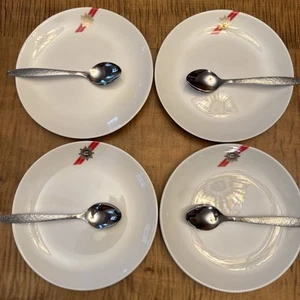 Vintage TWA Trans World Airlines ABCO Int’l 7” Dessert Plates & Spoons Set of 4 - Picture 1 of 10